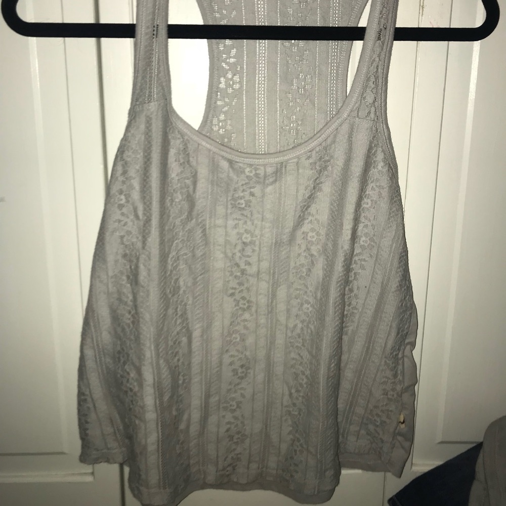 hollister lace gray racer back tank top